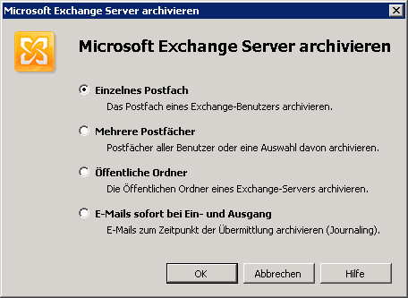Der Exchange-Import kann einzelne Postfächer oder ganze Gruppen auch via Journaling abrufen.