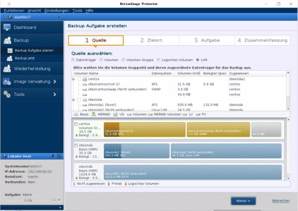 Dashboard für Backup-Aufgabenplanung in der neuen »ActiveImage Protector 2016 Linux Edition« (Bild: Netjapan)